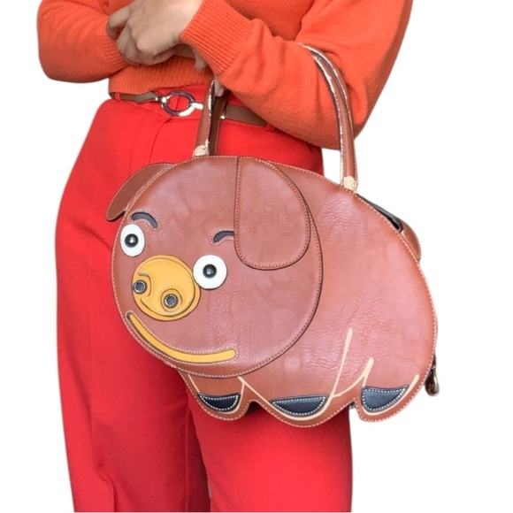 Unique Pig Handbag with Brown & Orange Tones - Picture 1 of 10